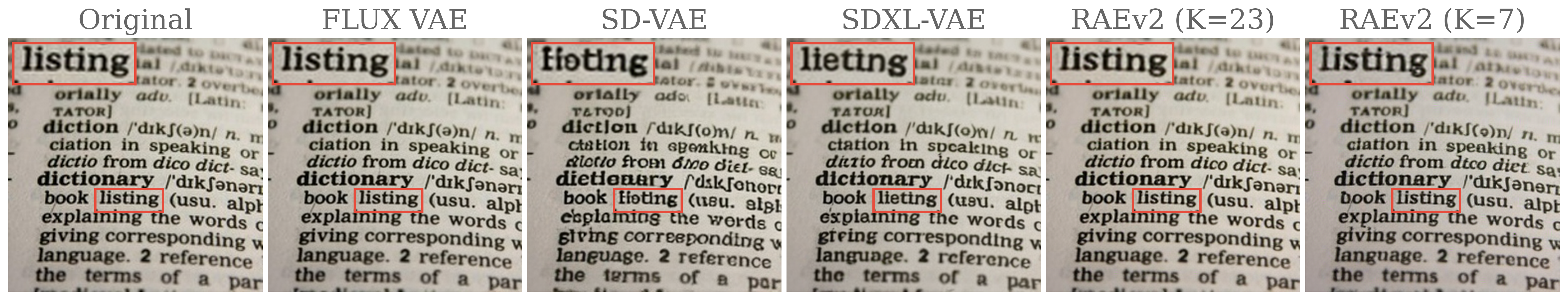 RAEv2 reconstruction comparison