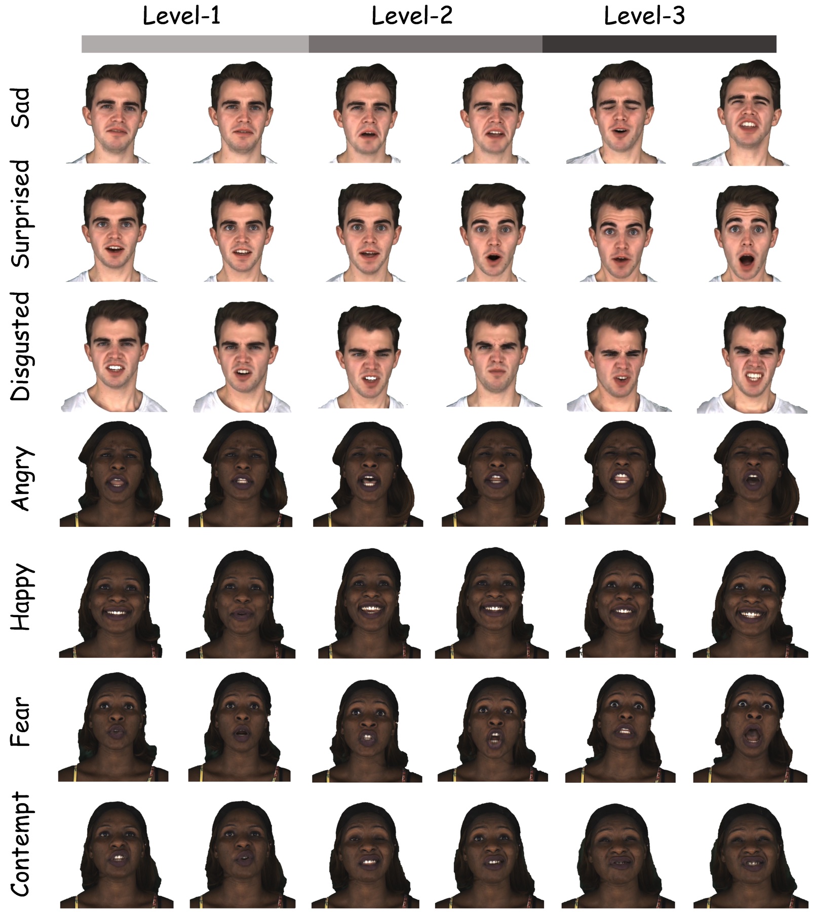 GaussianEmoTalker emotion intensity examples